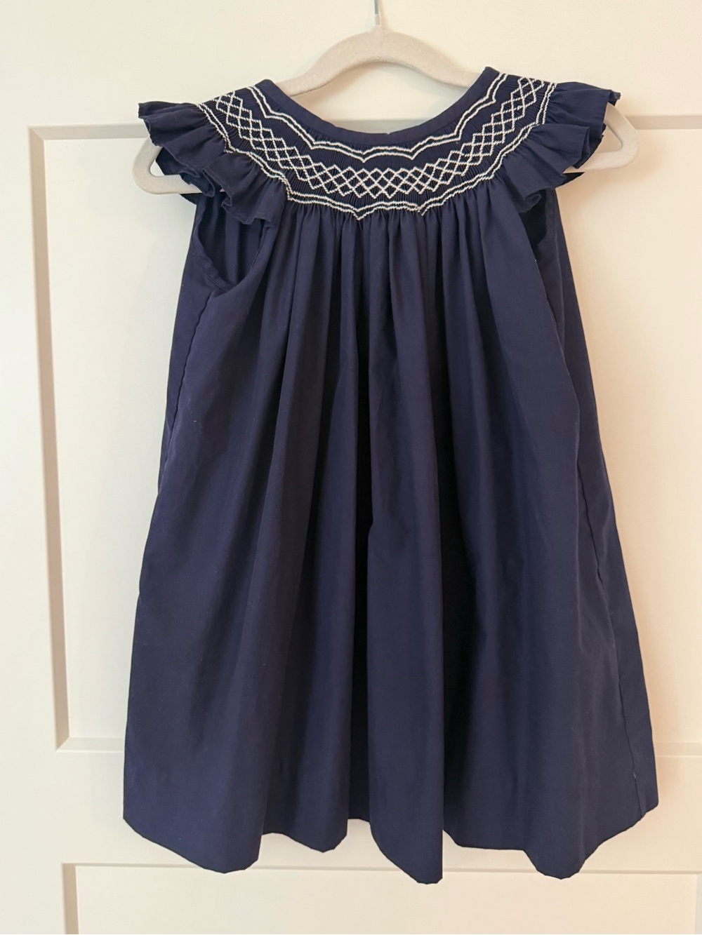 The Beaufort Bonnet Company Navy Dress with White Smocking